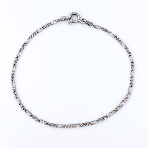 Vintage Italy Sterling Silver 925 1.8mm Figaro Chain Bracelet 7.25" - Picture 3 of 5